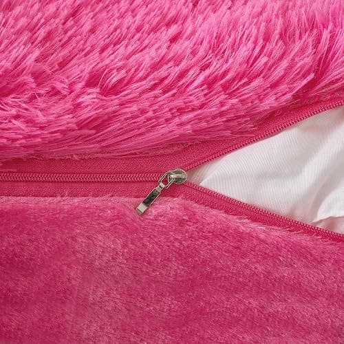 ANRODUO Pack of 2 Hot Pink Throw Pillow Covers Luxury Fluffy Pillows Faux Fur Decorative Pillows Plush Cushion Case Fuzzy Mongolian Merin Style for Bed Couch Sofa Living Room Fall Decor 18x18 Inch thumbnail 5