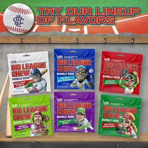Big League Chew Cotton Candy Bubble Gum 3-Pack - 2.12oz Packets - Curveball Cotton Candy Baseball Gum - Big League Chew Baseball Sweet Set for Treats, Party Favors & More thumbnail 6