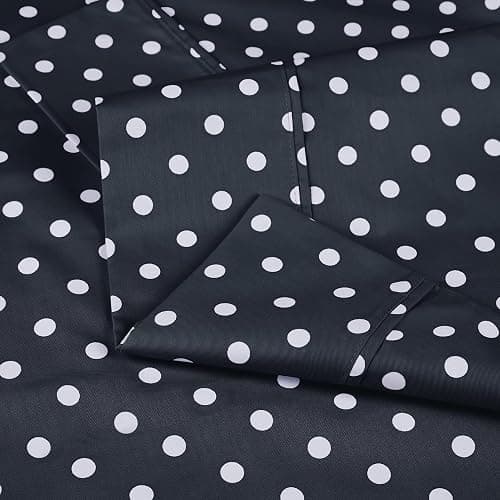 Superior Polka Dot Sheet Set, 600 Thread Count Cotton Blend Bedding Sets, Soft and Wrinkle Resistant Sheets with Deep Fitting Pockets - Full, Black thumbnail 3