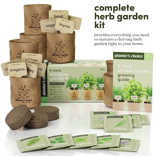 Planters' Choice 9 Herb Indoor Window Garden Kit - House Plants Seeds - Best Unique Christmas Gift Ideas for Women, Mom, Friend, Her, Birthday, Housewarming, Mother - New Home Kitchen Gifts thumbnail 3