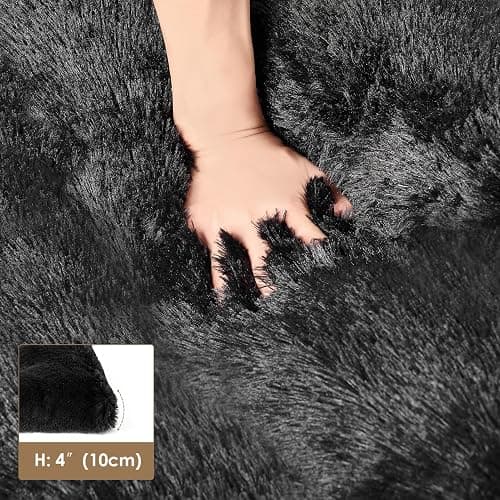 EHEYCIGA Calming Dog Crate Bed XL Extra Large, Washable Anti Anxiety Dog Pet Bed, Fluffy Dog Pillow Mat with Anti-Slip Bottom, Black, 41.3"x27.5"x3.5" thumbnail 3