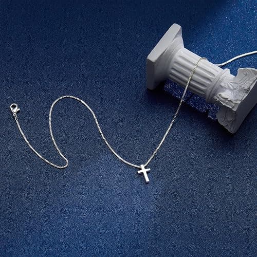 Easter Basket Stuffer Cross Necklace for Women Girls, Dainty 14K Gold Silver Plated Cross Choker Jewelry Non Tarnish Waterproof Cute Simple Small Necklace Christian Baptism Religious Faith Jewelry Gifts thumbnail 8