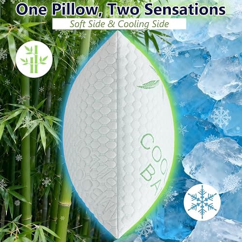 DGPEAR Cooling Pillows, Shredded Memory Foam Pillows Standard Size Set of 2 Adjustable Firm Bamboo Bed Pillows for Hot, Side, Back and Stomach Sleepers thumbnail 5