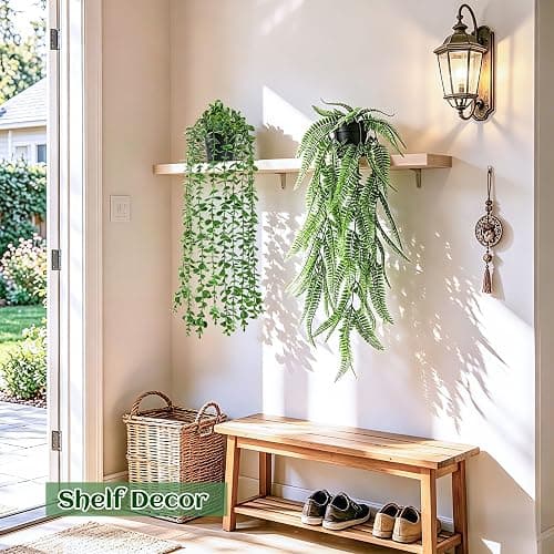Der Rose 4Pcs Fake Plants Hanging Artificial Ivy Vine Faux Eucalyptus Hanging Plants, Boston Fern, String of Pearls for Living Room Aesthetic Bedroom Boho Kitche Wall Shelf Indoor Outdoor Decor thumbnail 6