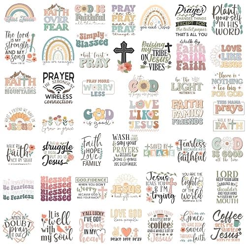 ZyvSyldrin 50PCS Inspiring Christian Stickers for Water Bottles, Bible Verse Stickers, Waterproof Vinyl Jesus Faith Stickers, Christian Quotes Decals for Journaling, Religious Christian Easter Gifts thumbnail 3