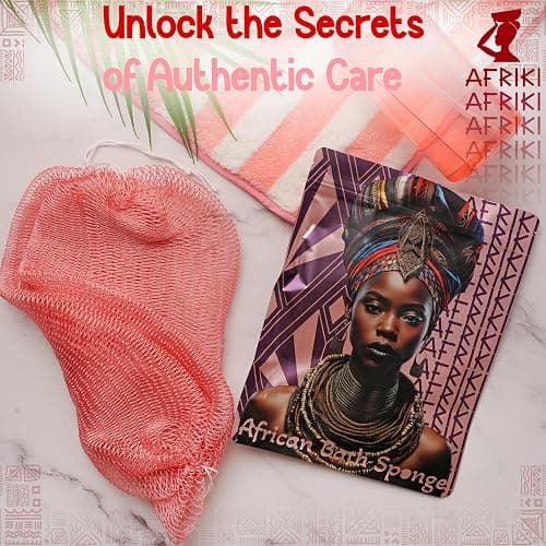 AFRIKI African Net Sponge – Exfoliating Body Scrubber, Black Owned & Rooted in Africa, All Skin Types | 45 in Long (Rose Gold) thumbnail 4
