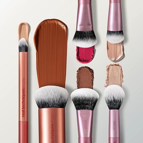 Real Techniques Full Beat Makeup Brush Set, 4 Piece Brush Kit for Foundation, Concealer, Blush, Contour, Highlight & Powder Blending, Travel Set, Soft UltraPlush Bristles, Cruelty-Free | Travel-ready glam, travel makeup brush set, makeup brush kit, concealer, contour thumbnail 5