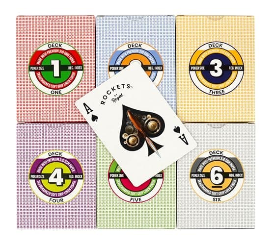 Regal Games Nertz Card Game for Kids & Adults - Decks of Cards 6 Pack - 6 Color Wide-Size Decks & Fun Playing Cards - Deck of Playing Cards for Poker, Solitaire, Blackjack & More thumbnail 7