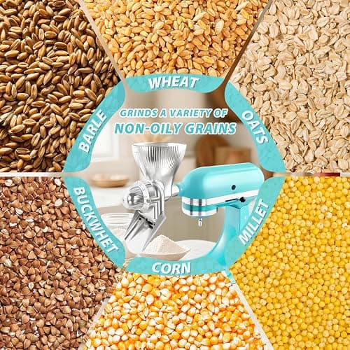 Grain Mill Attachment for KitchenAid Stand With 12 Grind Level, Kitchen Aid Mixer Attachments Wheat Grinder Fit for Wheat, Corn, Oats, Buckwheat, Millet and Other Cereals - New Upgrades thumbnail 4