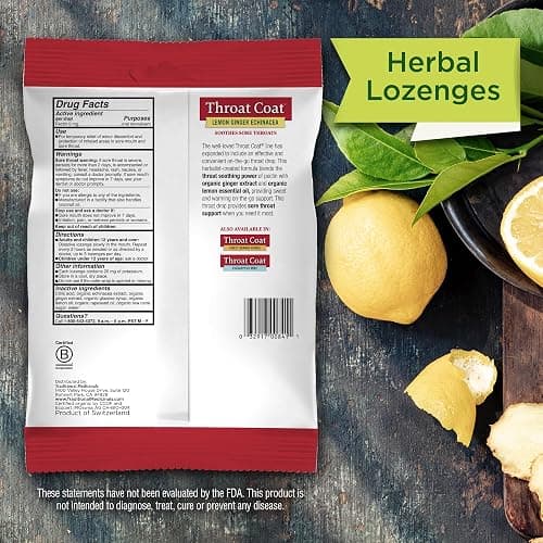 Traditional Medicinals Lozenges, Organic Throat Coat Lemon Ginger Echinacea, Sore Throat Support, 30 Individually Wrapped Lozenges thumbnail 6