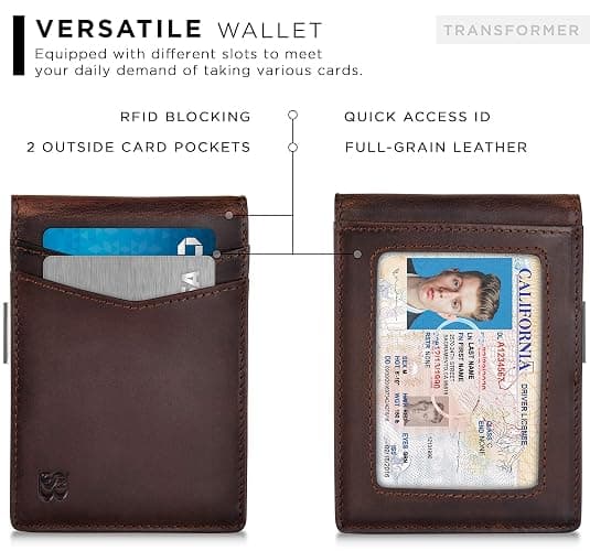 SERMAN BRANDS Money Clip Wallet - Mens Wallets slim Front Pocket RFID Blocking Card Holder Minimalist Mini Bifold thumbnail 4