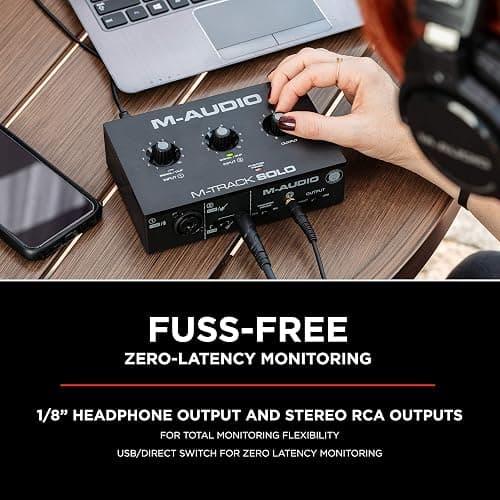 M-AUDIO M-Track Solo USB Audio Interface for Recording, Streaming and Podcasting with XLR, Line and DI Inputs, Plus a Software Suite Included thumbnail 4