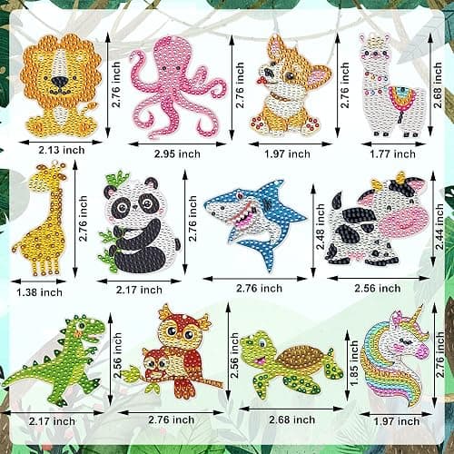 Augisteen 12 PCS Diamond Painting Keychains Kit Animals Diamond Art Ornaments Double Sided 5D Diamonds Key Rings DIY Diamonds Pendants for Beginners Birthday Crafting Home Party Decor thumbnail 2