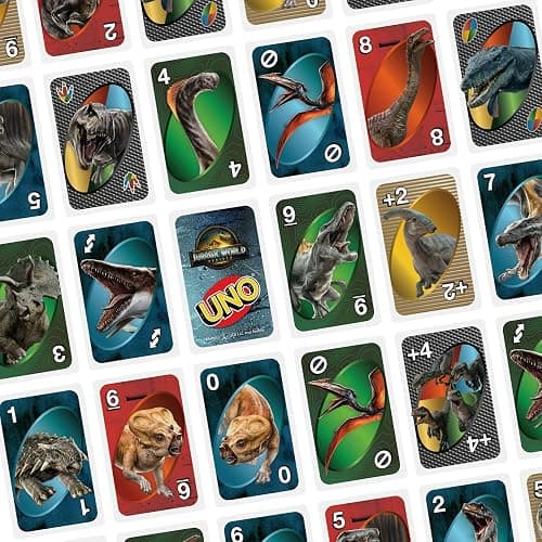 Mattel Games UNO Jurassic World Rebirth Card Game in a Collectible Tin for Kids, Adults & Family with Special Rule & Images Inspired by The Movie thumbnail 4