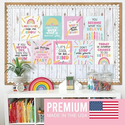 Hadley Designs Motivational Poster for Classroom Decor - 9 Growth Mindset Classroom Posters Elementary, Inspirational Wall Decor Middle School, Teacher Must Haves, Pastel Bulletin Board Decorations thumbnail 3