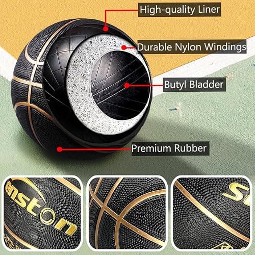 Senston 27.5''/29.5'' Outdoor Basketball Excellent Elasticity/Grip Rubber Basketballs with Pump, Durable Size 5/7 Men Basketball thumbnail 5