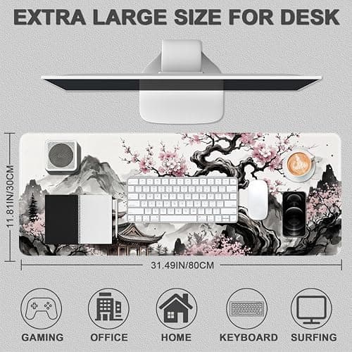Rcege XL Gaming Mouse Pad with Non-Slip Rubber Base Waterproof Desk Mat | Stitched Edges, Smooth Glide, Extended Desk Pad, Fits Keyboard & Mouse, for Gaming and Home Office thumbnail 2