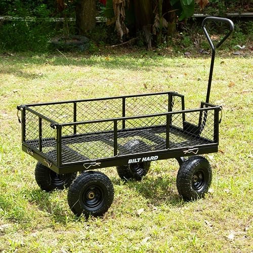 BILT HARD Heavy Duty 880 Lbs Capacity Mesh Steel Garden Cart, 4 Cu.Ft Heavy Duty Garden Cart with 180° Rotating Handle, Removable Sides, All Terrain Wheels, Capacity Utility Steel Wagons for Yard thumbnail 2