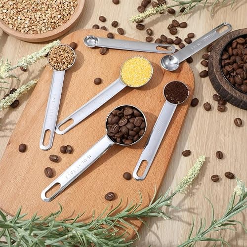 6 Pcs Stainless Steel Measuring Spoons Set, Metal Measure Spoons, Table Spoon Measuring Spoon for Coffee, Teaspoon Scoop, Includes 1/8, 1/4, 1/2, 1 TSP, 1/2 Tbsp, 1 Tbsp, Food Grade thumbnail 6