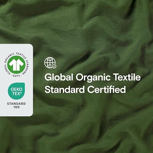 Sijo Stone Washed Organic French Linen Bed Sheet Set, GOTS Certified Organic, Best Cooling Linen Sheet Award by Sleep Foundation, 4 Piece - 2 Pillowcases, 1 Fitted and 1 Flat (Forest, Cal King) thumbnail 3
