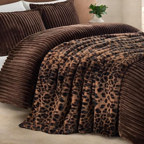 UGG Everett Throw Blanket for Home, 50" x 70", Black (Leopard) | Animal Printed Faux Fur Blanket, Hypoallergenic, Easy Care, Luxury, Leopard, Gifts for Women, Home Accent, Cozy thumbnail 4