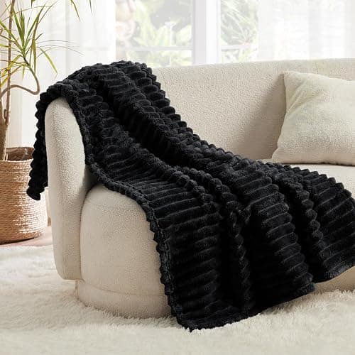 Bedsure GentleSoft Black Fleece Blanket for Couch - Cozy Soft Blankets for Women, Cute Small Throws for Girls, 50x70 Inches thumbnail 2