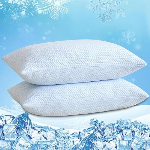 DOWNCOOL Cooling Pillow Queen Size Set of 2, Adjustable Shredded Memory Foam Pillows for Sleeping, Cool Bed Pillows for Hot Sleepers, Supportive Firm Pillow for Side Back Stomach Sleepers, 20"X30" - Image 1