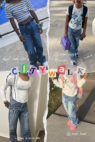 Fulihug Jeans for Girls Baggy Wide Leg Cute Bow High Elastic Waisted Denim Pants Y2K Boyfriend Skater Streetwear 7-14Y thumbnail 6