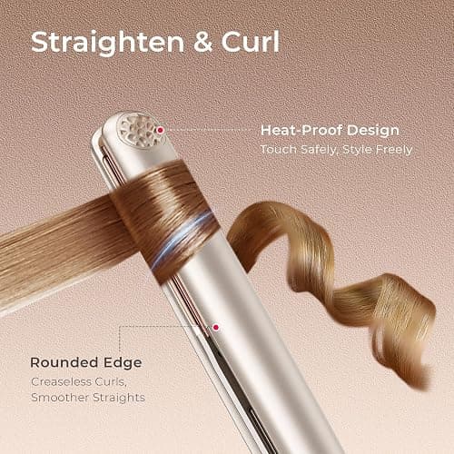 TYMO Flat Iron Hair Straightener - Titanium Hair Straighteners for Women, 1 Inch Professional Travel Flat Iron, Portable Straightener and Curlers with 10s Heat Up, 32 Temp, Dual Voltage & LED Display thumbnail 5