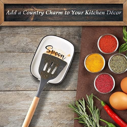 Ceramic Spoon Rest for Stove Top, Large Spoon Holder for Kitchen Counter, White Coffee Spoon Rest, Heat-Resistant Cooking Utensil Rest, Modern Farmhouse Kitchen Décor thumbnail 2