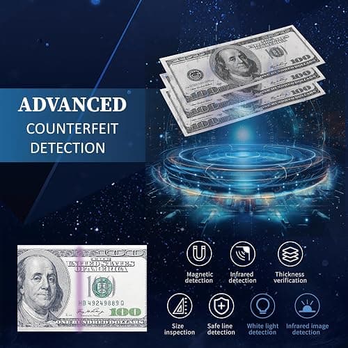 Oukeyer H-8700 Bank Grade Mixed Denomination Money Counter Machine, IMG/WL/UV/MG/IR/DD Counterfeit Detection, Bill Counter, Currecny Cash Counter, 3.5inch TFT Disaplay, Built-in Printer thumbnail 7