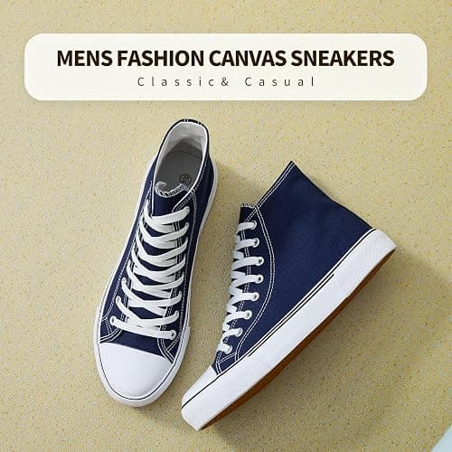 hash bubbie Unisex Fashion High top Sneakers Womens Classic High Tops Canvas Shoes Casual Tennis Shoes for Men - 13 Women/11 Men - Navy thumbnail 2