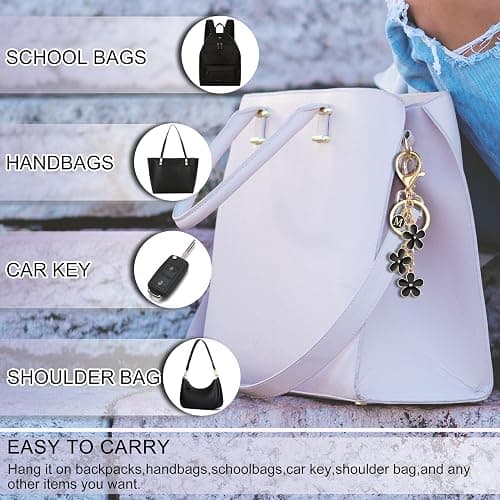OUMILAN Initial Keychain Cute Flower Charms Keyring for Handbag Backpack–Personalized A-Z Letter Jewelry Gift for Women Girls thumbnail 6