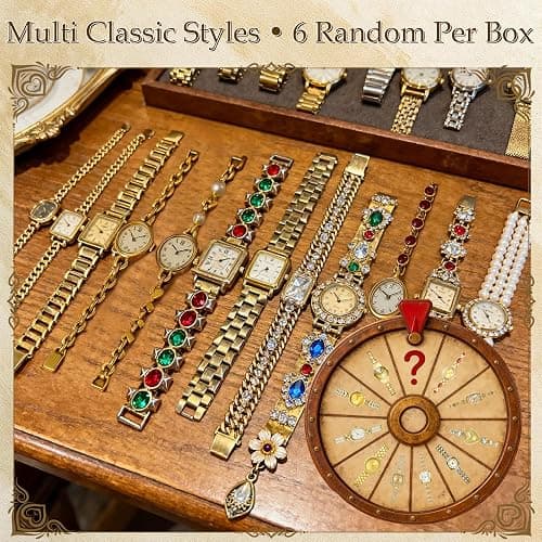 GZIXBDA 6 Pack Gold Watches for Women, Vintage Bracelet Watches with Round Oval Heart & Square Case Roman Dials Expansion Band Water Resistant thumbnail 3