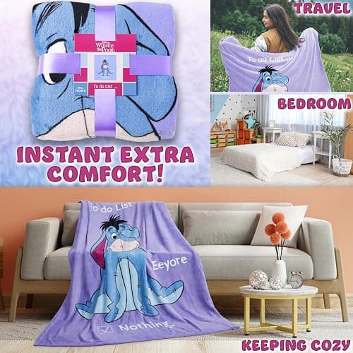 Disney Eeyore Throw Blanket Soft Fleece Blanket Bedroom Comforter 59 x 51” (Purple Eeyore) thumbnail 3