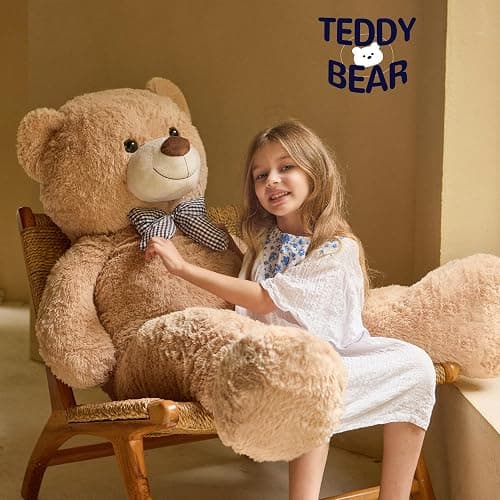 47 inch Big Giant Teddy Bear Stuffed Animals Plush Toys Gift for Kids Girls | Light Brown Soft Cute Huge Hug Plushies Life Size Bear Toy for Children Girlfriend Valentine Christmas Birthday Baby Shower thumbnail 4