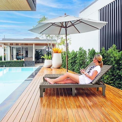YITAHOME Chaise Outdoor Lounge Chairs with Adjustable Backrest, Multi-Functional Patio Loungers Easy Assembly & Lightweight, Waterproof Poolside Chaise Lounge with 265lbs Capacity, Set of 2, Taupe thumbnail 7