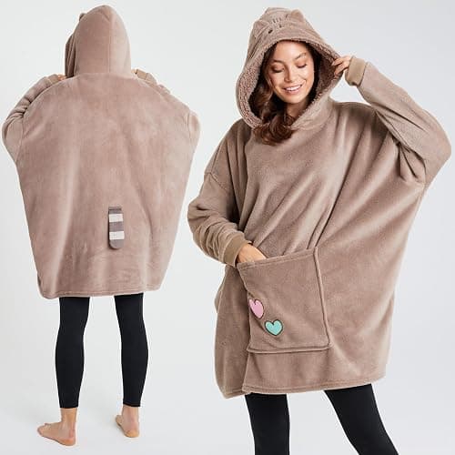 Get Trend Pusheen Oversized Blanket Hoodie for Women, Teens with Sherpa Hood, Soft Fleece Hoodie Blanket Cozy Gifts for Women thumbnail 3