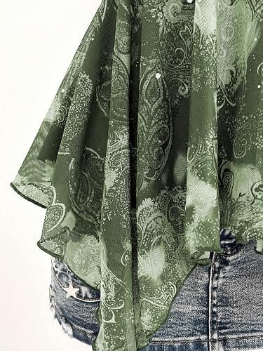 Verdusa Women's Y2K Babydoll Tops Lace Sequin Going Out Top V Neck Camisole Ruffle Peplum Shirts thumbnail 6