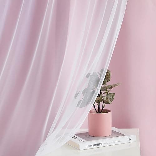 Bujasso Pink Blackout Curtains with Sheer Overlay Mix and Match Double Layer 80% Room Darkening Window Treatment Set for Girls Bedroom Living Room Pink Drapes with Tiebacks Grommet Top 37" Wx84 Lx2 thumbnail 4
