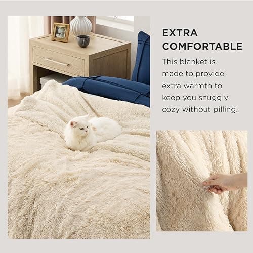 Bedsure GentleSoft Fluffy Beige Throw Blanket for Bed, Faux Fur Gifts Beige Decor Light Tan Khaki Blanket Neutral Decoration for Home, Soft Cozy Fuzzy Plush Thick Warm Sherpa Fleece Cute Stuff, 50x60 thumbnail 4