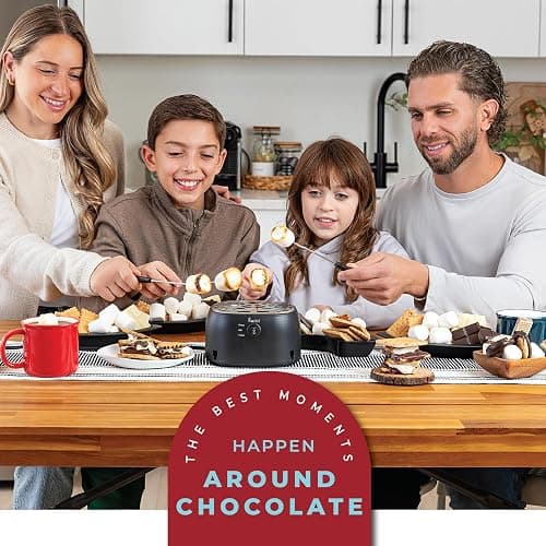 Kusini 2 in 1 Electric Fondue Set & Smores Maker Tabletop Indoor Kit with Removable Trays & 4 Skewers – Smores Station Chocolate Melting Pot - Unique Couple Gift Set Idea, Date & Movie Night Supplies thumbnail 2