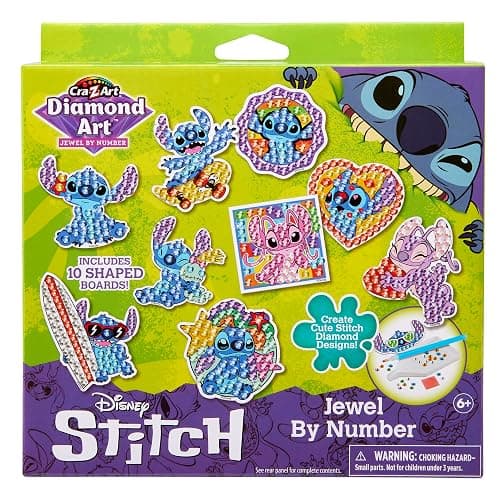 Cra-Z-Art Disney Stitch Gem by Number 10 Pack - 10 Individual Stitch Gem by Number Designs - Diamond Jewel by Number Art, Creative Gem Craft, Great Gift for Birthdays for Girls and Boys Ages 6 and Up - Image 1