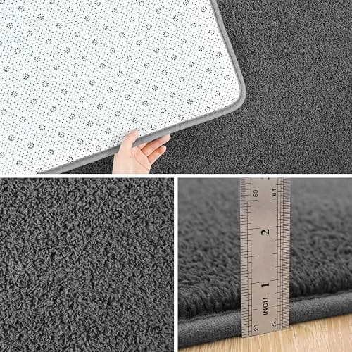 Pettop 4x6 ft Dark Grey Area Rugs for Bedroom Living Room, Washable Memory Foam Indoor Carpet, Modern Aesthetic Minimalist Non Slip Soft Comfy Carpet for Boys Girls Dorm Home Decor thumbnail 4