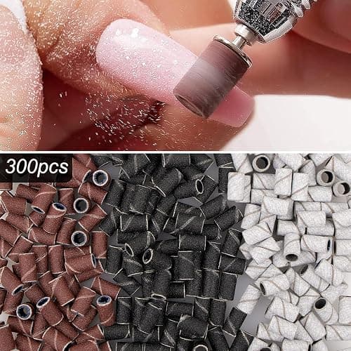 BELICOO Sanding Bands for Nail Drill 300Pcs, w/ 7Pcs Nail Drill Bits, 150#180#240#Grit Nail Sanding Bands for Manicures Pedicures, Electric Nail File Bits thumbnail 5