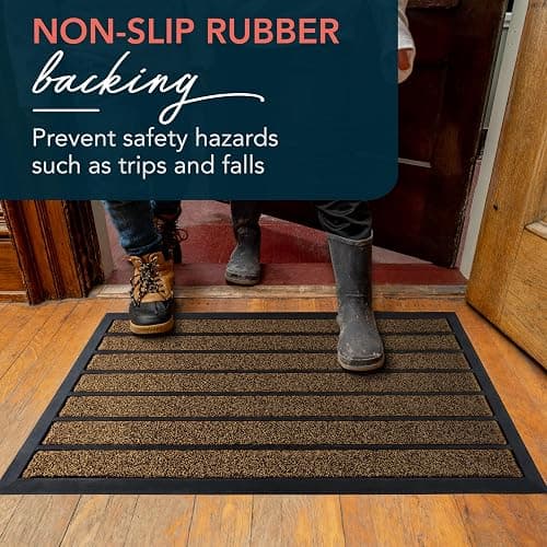 ubdyo Extra Durable Door Mat Outside Entrance (30" x 17", Bright Brown) | Dirt Trapping, Non-Slip Backing, Indoor or Outdoor Use, Welcome Mat, Low Profile, Natural Rubber, Stain Fade Resistant thumbnail 6