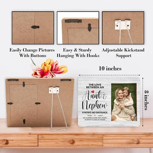 valucise Nephew Pictures Frame, Aunt And Nephew Photo Frame, Nephew Gifts From Auntie, Nephew Birthday Wedding Gifts, Farmhouse Home Living Room Bedroom Office Decoration -56 thumbnail 3