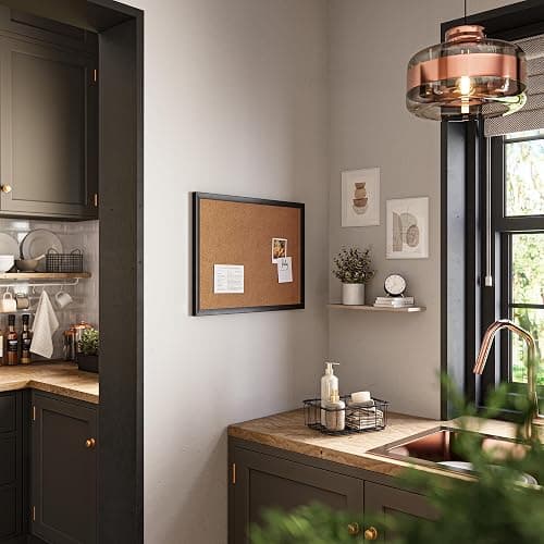 U Brands Cork Bulletin Board, 17" x 23", Black Wood Frame thumbnail 6