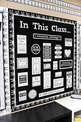 Teacher Created Resources Black with White Squiggles Die-Cut Rolled Border Trim - 50ft - Decorate Bulletin Boards, Walls, Desks, Windows, Doors, Lockers, Schools, Classrooms, Homeschool & Offices thumbnail 5