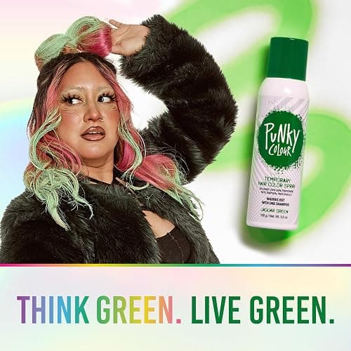 Punky Temporary Hair Color Spray – Jaguar Green, Instant Vivid Temporary Hair Dye for Women, Wash Out, Hair-Color Spray, 3.5 oz, 1 Pack thumbnail 3